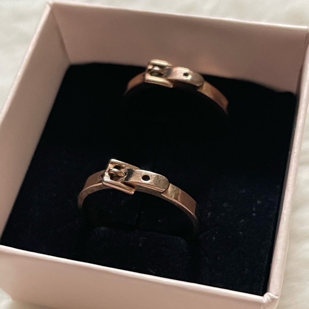 Rose Gold Michael Kors Skinny Buckle Ring Set